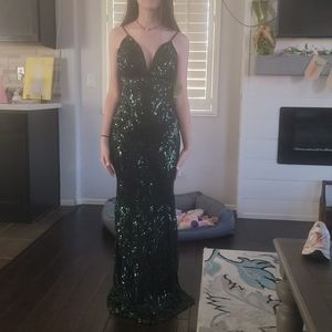 Gorgeous green and black sequin gown